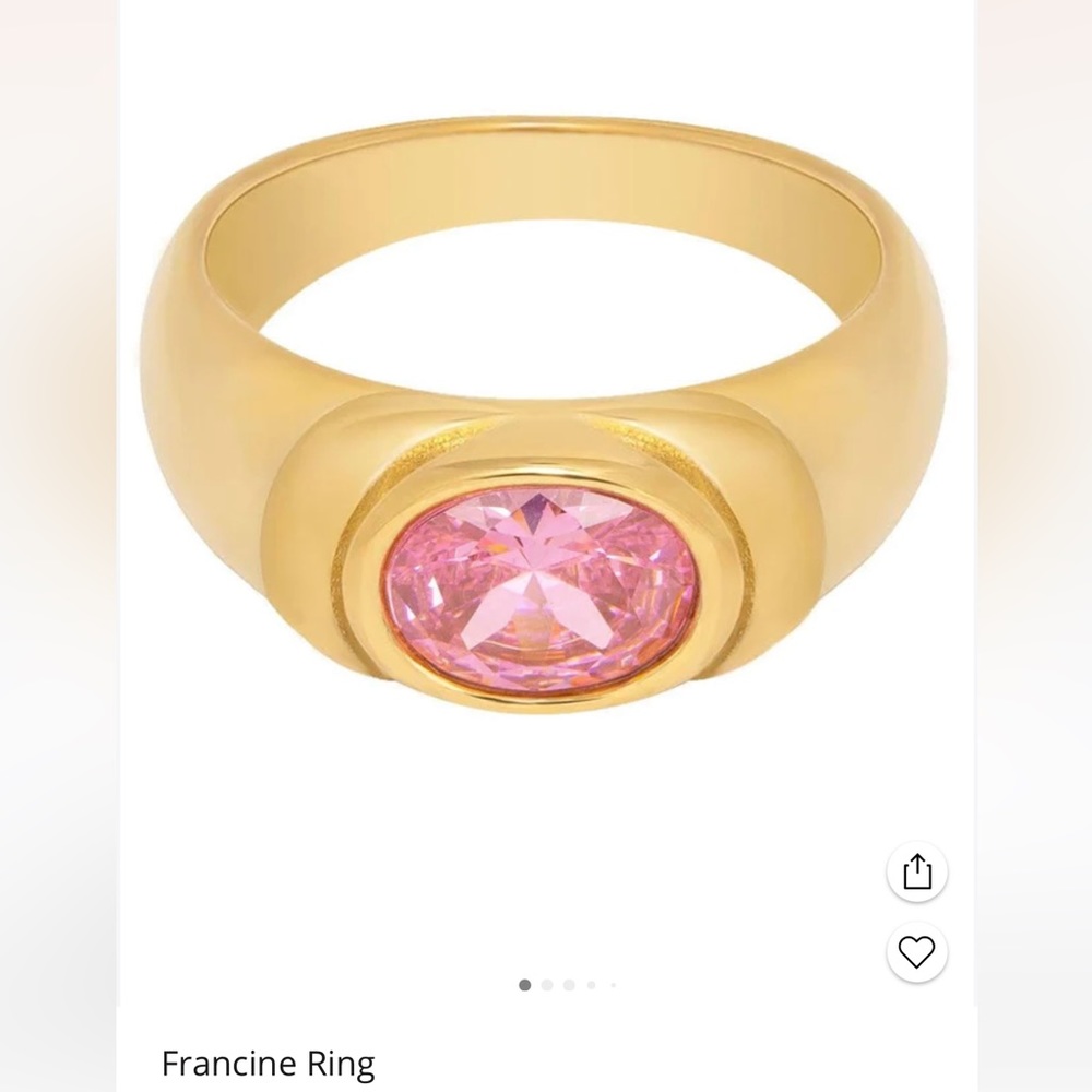 NWT Bohomoon Gold Francine Ring Pink Stone 8